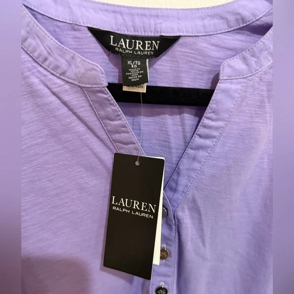 Ralph Lauren Black Label Lace-Trim Puff-Sleeve Henley XL NWT - Picture 4 of 6